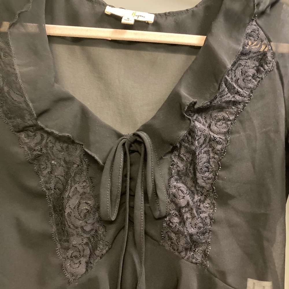 Black Sheer Ruffle Top - Picture 3 of 4